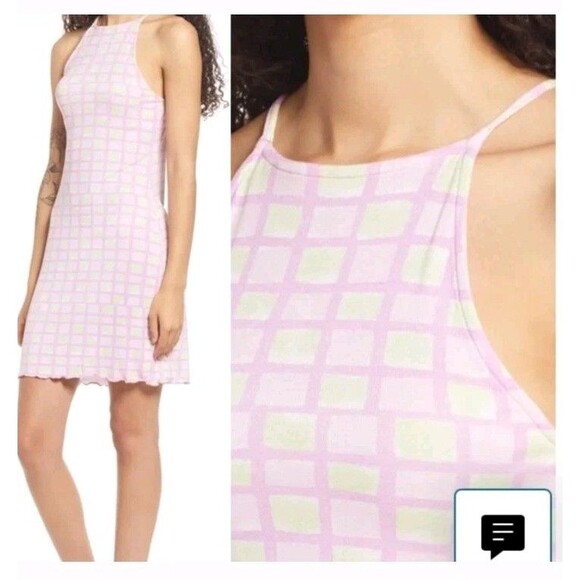 Y2K NWT BP Sleeveless Junior's Women's Mini Dress Pink square Green Size XS - Picture 2 of 9